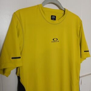OAKLEY Shirt Hydrolix Center Logo Men's Large T-Shirt Performance Fit Yellow SS
